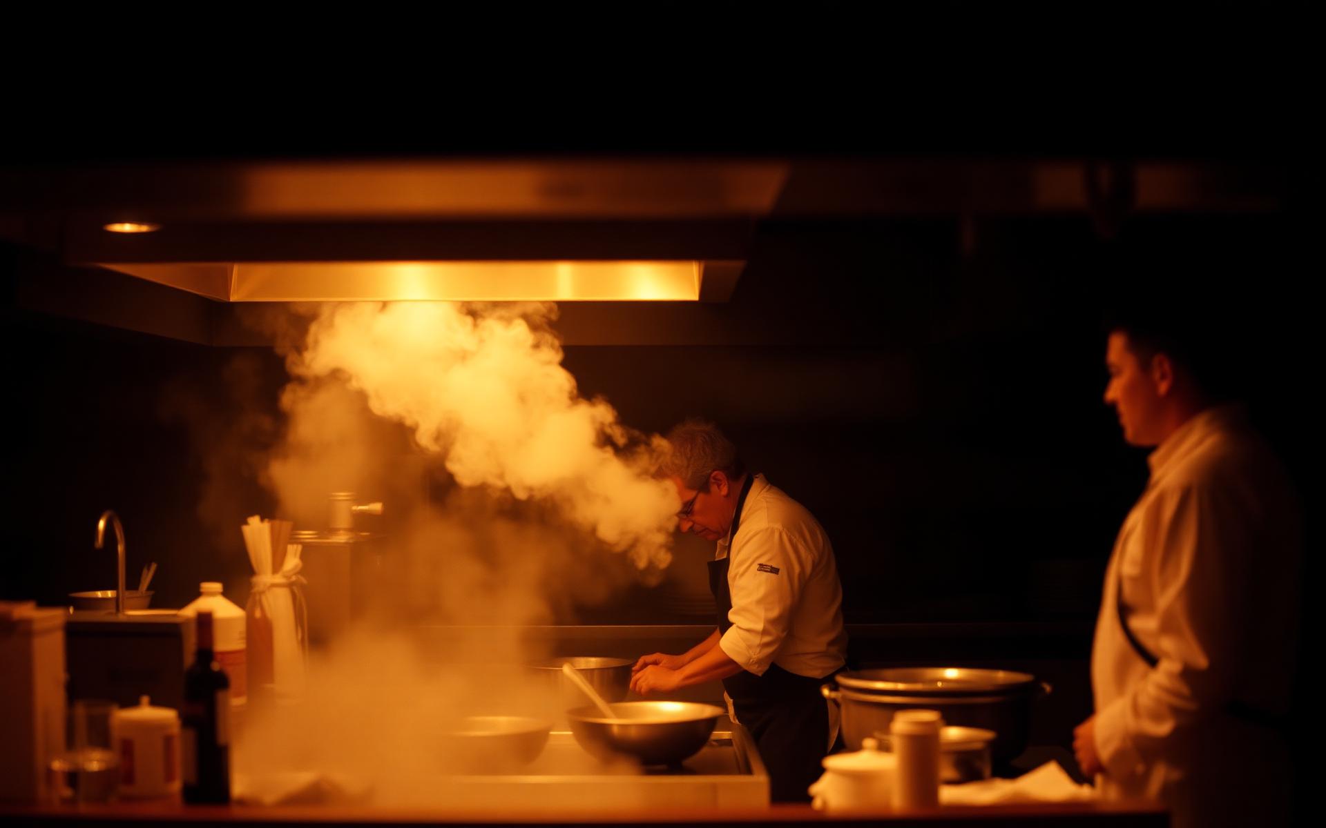 A working kitchen at service